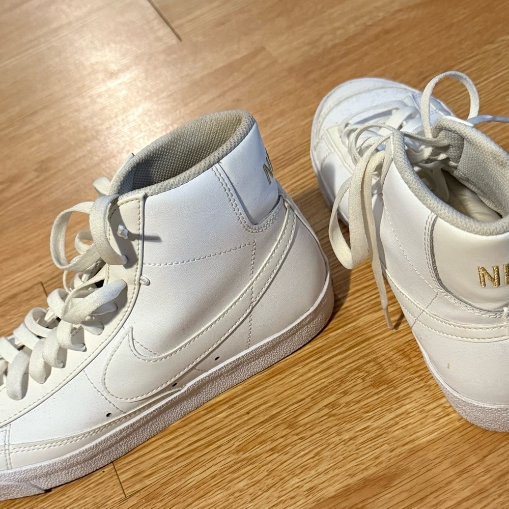 Nike White and Gold High-Top Sneakers